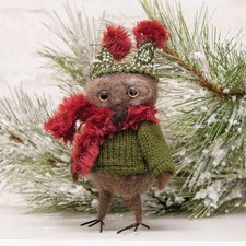 Felt Cozy Sweater Owl Critter Holiday Ornament Gift Home Christmas Decor Mouse picture