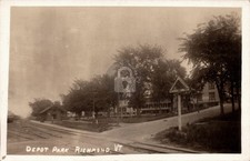 Railroad Depot & Park Richmond Vermont VT c1910 RPPC Photo Postcard COPY picture