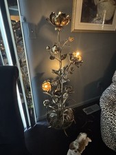 Banci Firenze - Vintage Gold Gilt Italian Regency Flower Floor Lamp picture