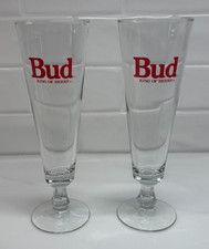 Pair of Vintage Bud King of Beers Pilsner Glasses 8-1/2