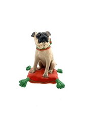 Dog Pug Wooden Small Statue By Charles Faudree Designer Vintage Christmas Gift picture