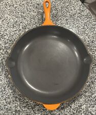 Le Creuset #26 Orange Flame Enameled Cast Iron Skillet Frying Pan W/ Tab Handle picture
