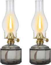 2 Pack Rustic Oil Lamp Large Vintage Glass Kerosene Lamp Chamber Oil Lamps picture