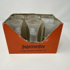 Vtg Jägermeister Boxed Set, Frosted 3oz D-38296, 6 Frosted Cordial Shot Glasses picture