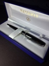 Waterman Charleston Black & Palladium Trim Twist Ballpoint Pen W/ Box (DISCTND) picture