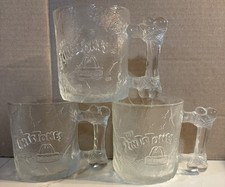 Vintage 1993 McDonald's Flintstones Pre-Drawn Glass Mug Set Of 3 picture