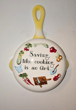 Vintage Geo Lefton Ceramic Wall Pocket Coin Bank Shaped Like a Frying Pan  picture