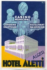 Vintage Hotel Aletti Poster - Algeria 1930s Design 🌟🕌 -Rare Reprint 🤯💯 picture