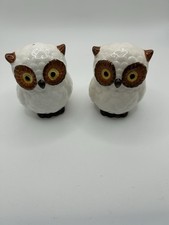 Vintage Norcrest Japan White Owl Salt Pepper Shakers Set picture