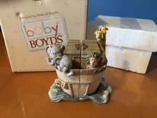 Vintage 2007 Baby Boyds S.S. Noah's Ark Resin Bookends Set Original Box Unused picture