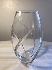 Tiffany and Co Cut Crystal Optic Swirl Flower Vase Barrel Form Handblown 8