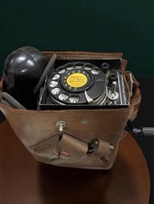Vintage Toshiba TT-504 Japanese Military Style Field Telephone Leather Case picture