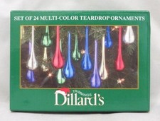 (24) Vintage Dillards TEARDROP Multi-Color Christmas Ornaments - Icicle Lot Set picture