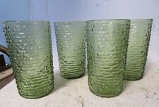 Set of 4  Vintage Anchor Hocking Green Soreno Tumblers No Chips Or Cracks picture