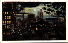 Herald Square & Broadway at Night New York City Postcard Unposted Night Scene picture