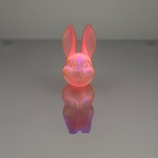 Vtg Easter Bunny Rabbit Plastic Blow Mold Pink Candy Container 6.25