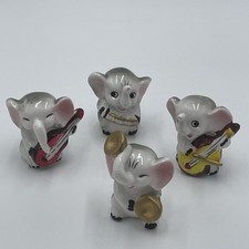 4 Piece VTG Flambro Anthropomorphic Elephant Band Figurines Bone China Taiwan picture