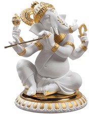 Lladro Bansuri Ganesha Golden Re-Deco Figurine - Multi picture