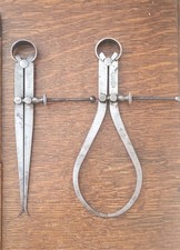 (2) Vintage Starrett Flat Leg Spring Calipers - 6 3/4