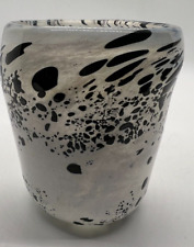 Black And White Art Glass Vase Abstract Contemporary Minimalist MCM planter picture