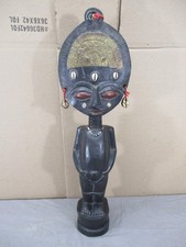 VTG Handcrafted African Folk Art Ashanti Akua'ba Fertility Doll Wood Statue (H) picture