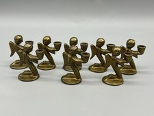 8 VTG Miniature Brass Kneeling Angel Candle Holders Mini Taper Stick Set picture