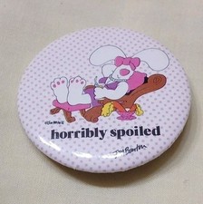 Jim Benton Bunny Button Lapel Pin - Vintage 1986 Horribly Spoiled Comic Rabbit picture