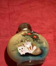 Vintage Asian Reverse Painted Cats Glass Snuff Bottle picture