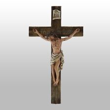 Crucifix Wall Cross INRI Jesus Religious Hand Painted Polyresin 14 inch Tall  picture