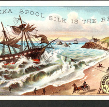 California Ship Wreck Lifesaving Eureka Spool Silk Sewing Thread Trade Card j.US picture