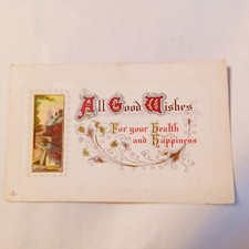 Postcard: All Good Wishes - City Scene - Embossed - c1914  picture
