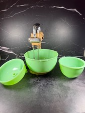 Vintage Sunbeam Mixmaster Stand Mixer with Jadeite Uranium Glass Juicer & Bowls picture