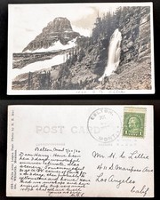 c1930s Glacier National Park MT RPPC Falls near Logan Pass Mountain Postcard A19 picture