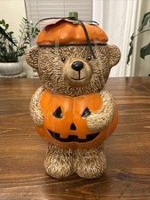 Halloween Creepy Critters Pumpkin Teddy Bear Cookie Jar 10.5