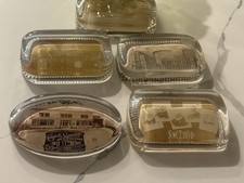 ANTIQUE ADVERTISING GLASS PAPERWEIGHT  EARLY 20TH CENTURY SET OF 4 picture