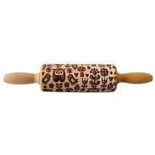 Embossed Rolling Pin for Baking, Wooden Decorative Embossing Cookie Roller fo... picture