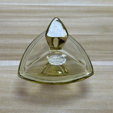 Vintage Echt  Kristall  Amber Yellow Lidded Triangular Trinket Box picture