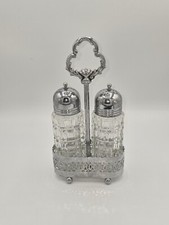 Vintage Chromium Plate Salt & Pepper Shaker Set England picture