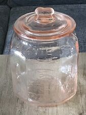 VTG Planters Mr Peanut Pink Depression Glass Pennant 5₵ Salted Jar 12