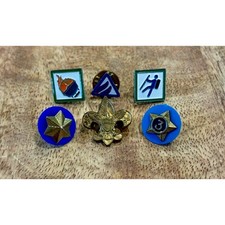VTG Boy Scouts BSA Pin Lot 6 Webelos Tenderfoot Cooking Walkabout Service Star picture