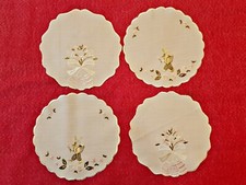 COASTER DOILY VINTAGE AUTHENTIC LOT OF 4 EASTER ART RABBITS EGGS COTTON ROUND picture