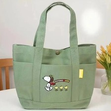 2025 New Snoopy Tote Bag Shoulder Bag WHITE/GREEN Color-Free Shipping picture