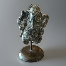 Black Stone Hindu Deity Antique Fragment Of Ganesh 19th Century picture