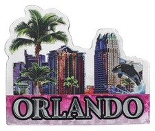 Orlando Florida City Skyline and Palms Foil Magnet 3.5