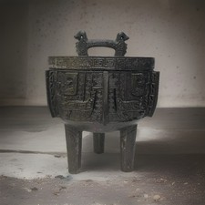 VTG ‘60s MCM James Mont Era Mayan Aztec Verdigris Ice Bucket Barware Brutalist picture