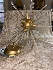 Mid Century Style Sputnik 5 Light Glass Rod Chandelier picture