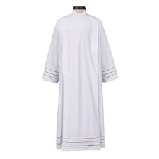 Trinity Front Wrap Alb White Large Fit Poly Cotton Clergy Church Vestment picture