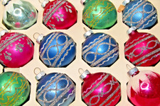 Lot VTG Glass Stencil Pictured Snow Cap BALL Christmas Ornament Shiny Brite picture