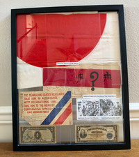 WWII PACIFIC PRESENTATION SHADOW BOX CAPTURED JAPANESE FLAG KAMIKAZE HEADBAND picture