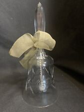 VTG Etched Flower Crystal Glass Bell, Faceted Handle, Collectible 7” picture